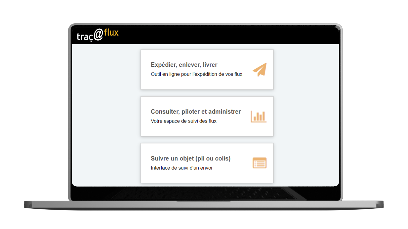 écran d'ordinateur qui présente l'interface du logiciel de traçabilité des flux courrier et logistique